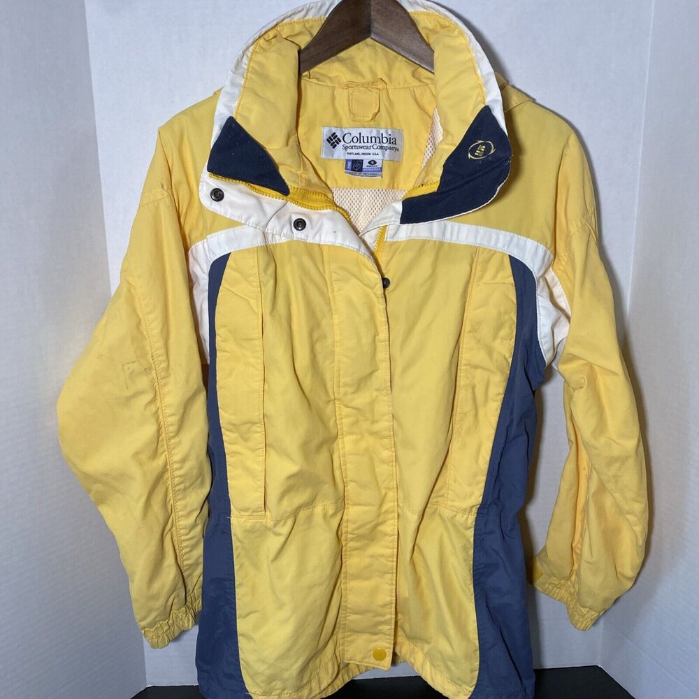 Columbia sportswear coat with zip out lining blue and gold white womens small